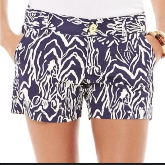Lilly Pulitzer Pants - Lilly Pulitzer Callahan Twill Shorts Hidden Zebra 0 Navy